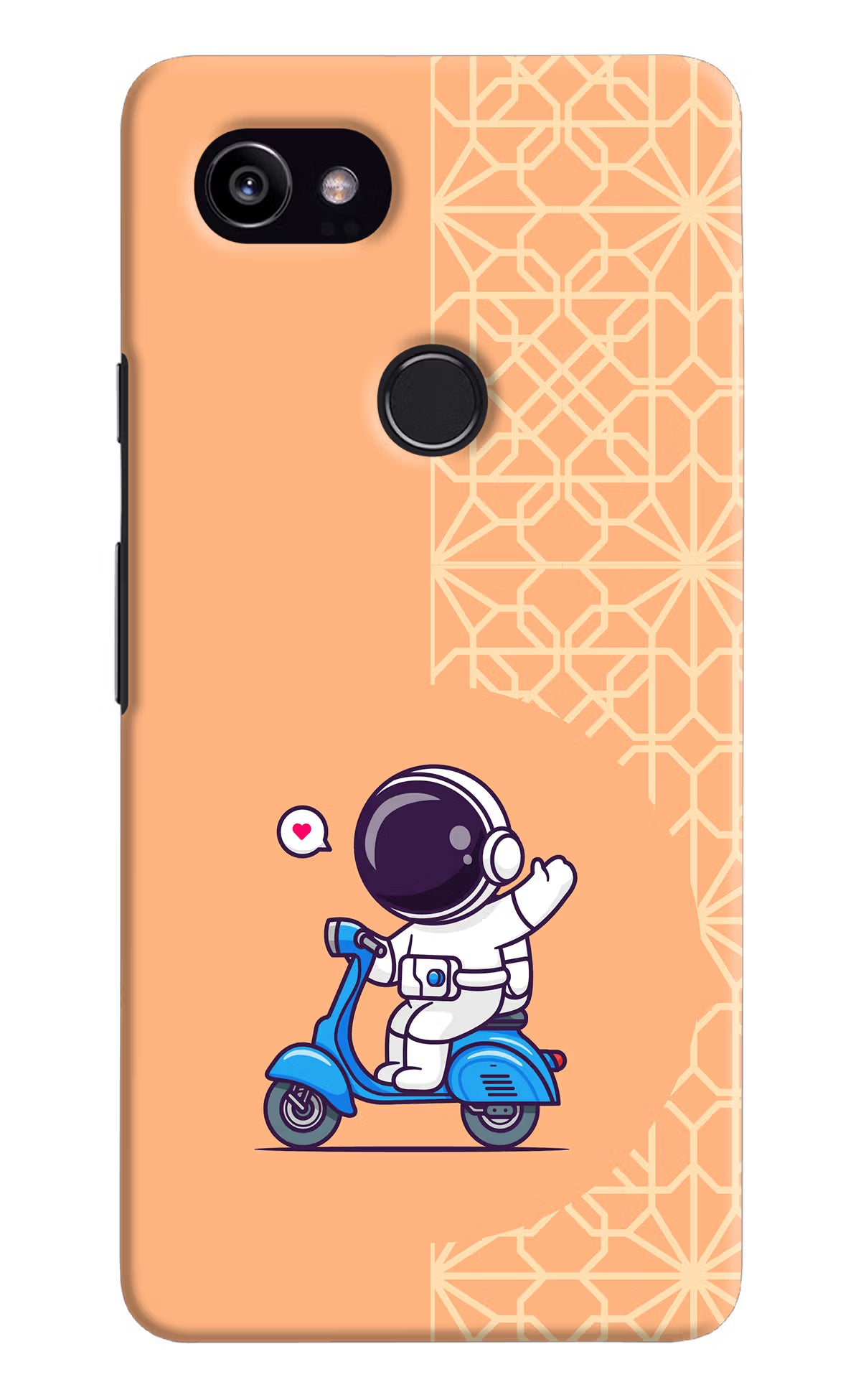Cute Astronaut Riding Google Pixel 2 XL Hard Case Back Cover by Casekaro