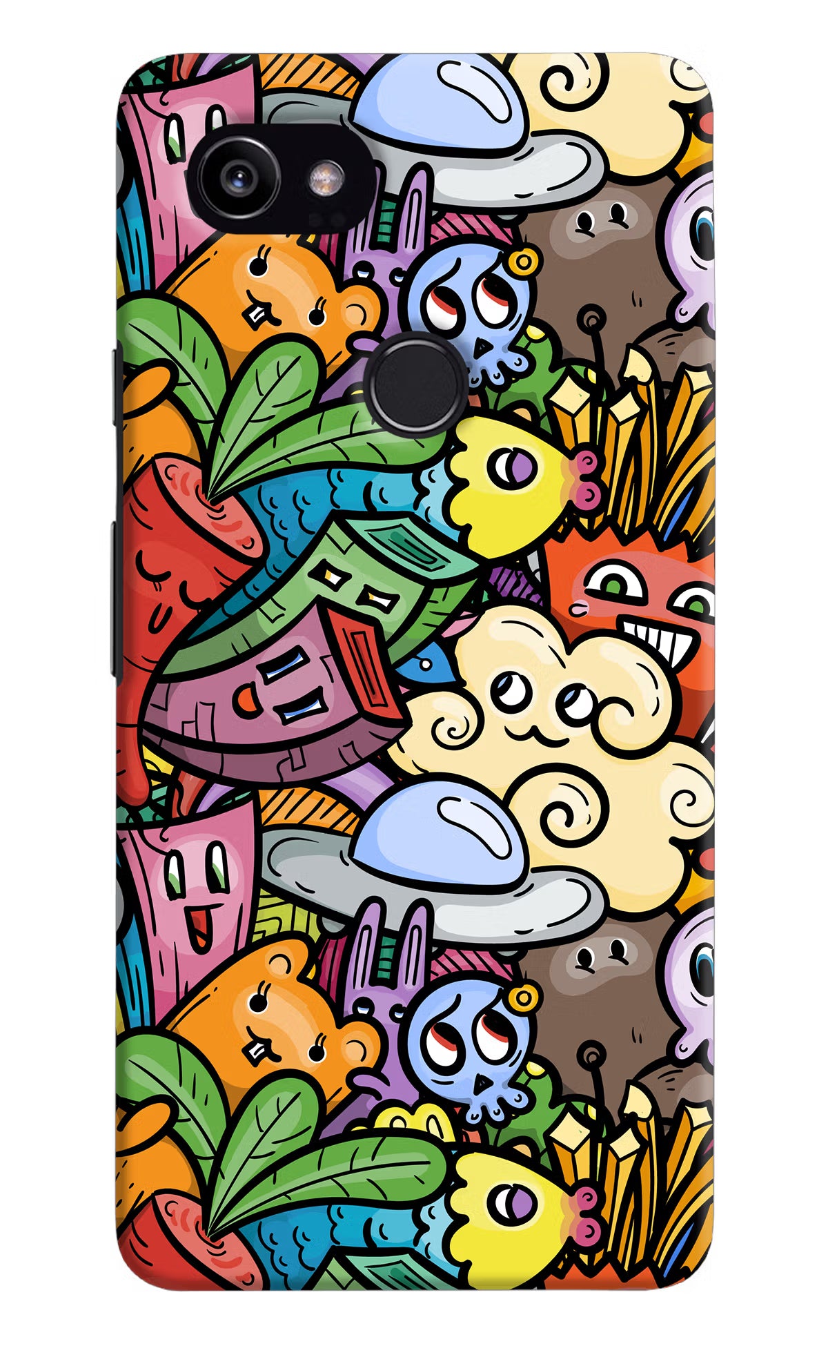 Veggie Doodle Google Pixel 2 XL Hard Case Back Cover by Casekaro