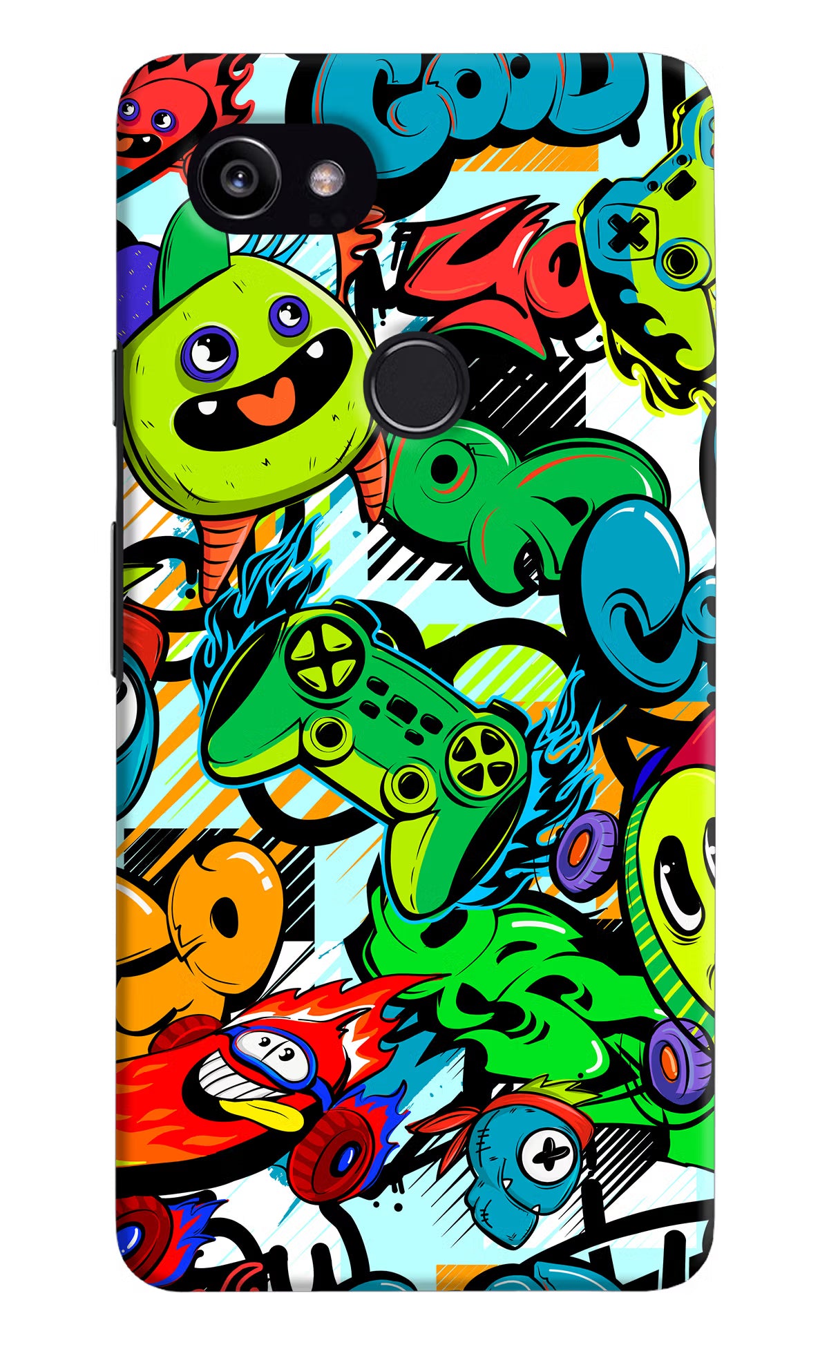 Game Doodle Google Pixel 2 XL Hard Case Back Cover by Casekaro