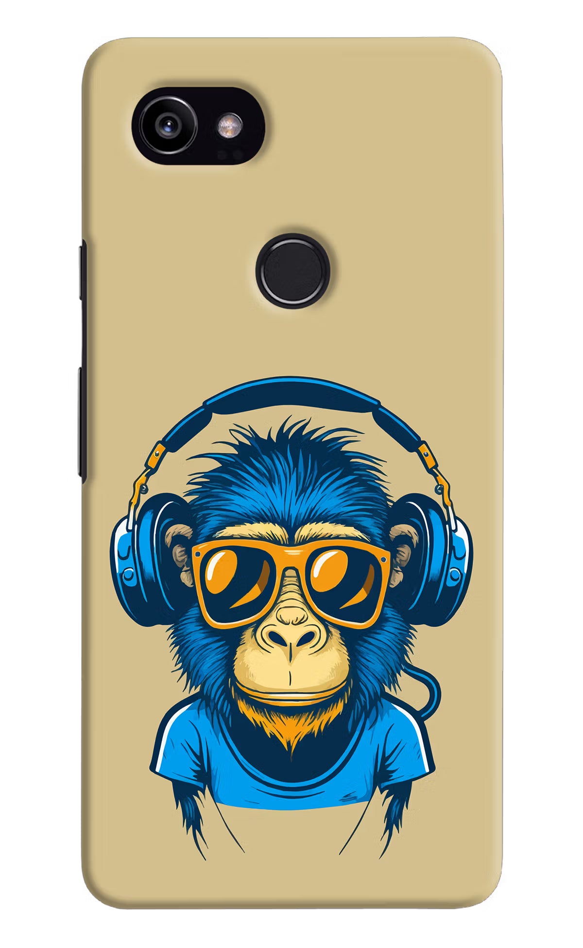 Monkey Headphone Google Pixel 2 XL Hard Case Back Cover by Casekaro