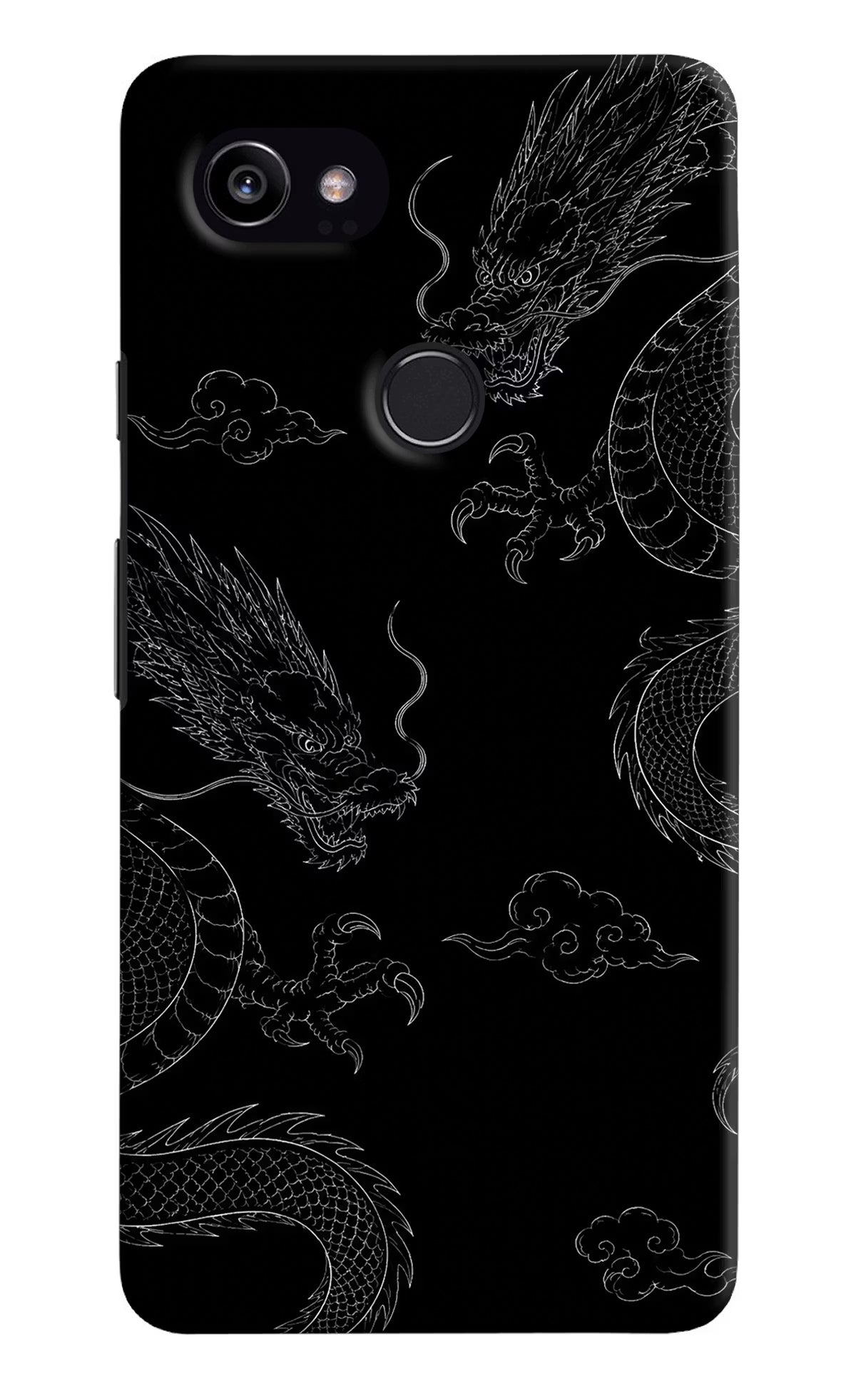 Twin Dragons Google Pixel 2 XL Hard Case Back Cover by Casekaro