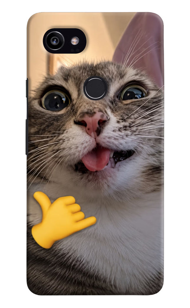 Silly Cat Call Google Pixel 2 XL Hard Case Back Cover by Casekaro