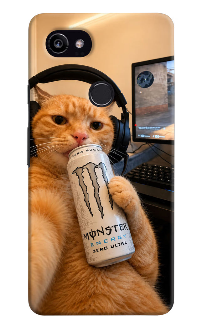 Gamer Cat Energy Google Pixel 2 XL Hard Case Back Cover by Casekaro