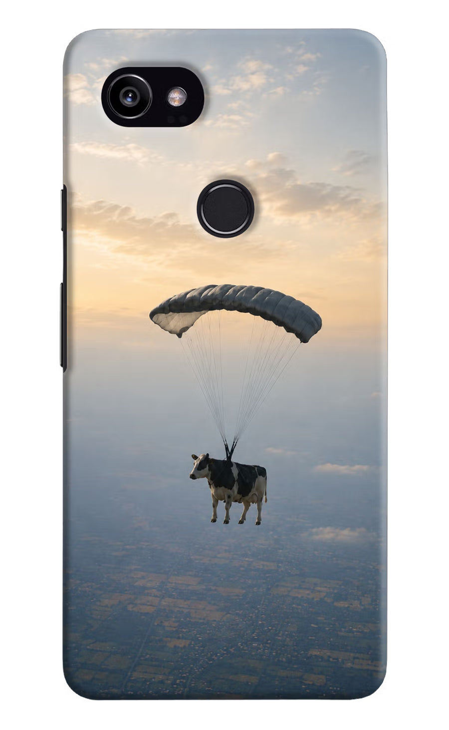 Skydiving Cow Google Pixel 2 XL Back Cover, Hard case