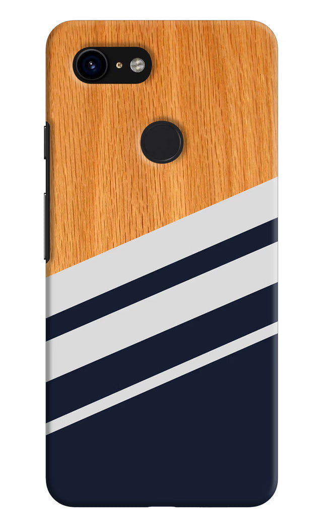 Blue and white wooden Google Pixel 3 Hard Case Back Cover by Casekaro