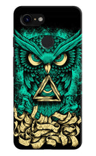 Green Owl Google Pixel 3 Hard Case Back Cover by Casekaro