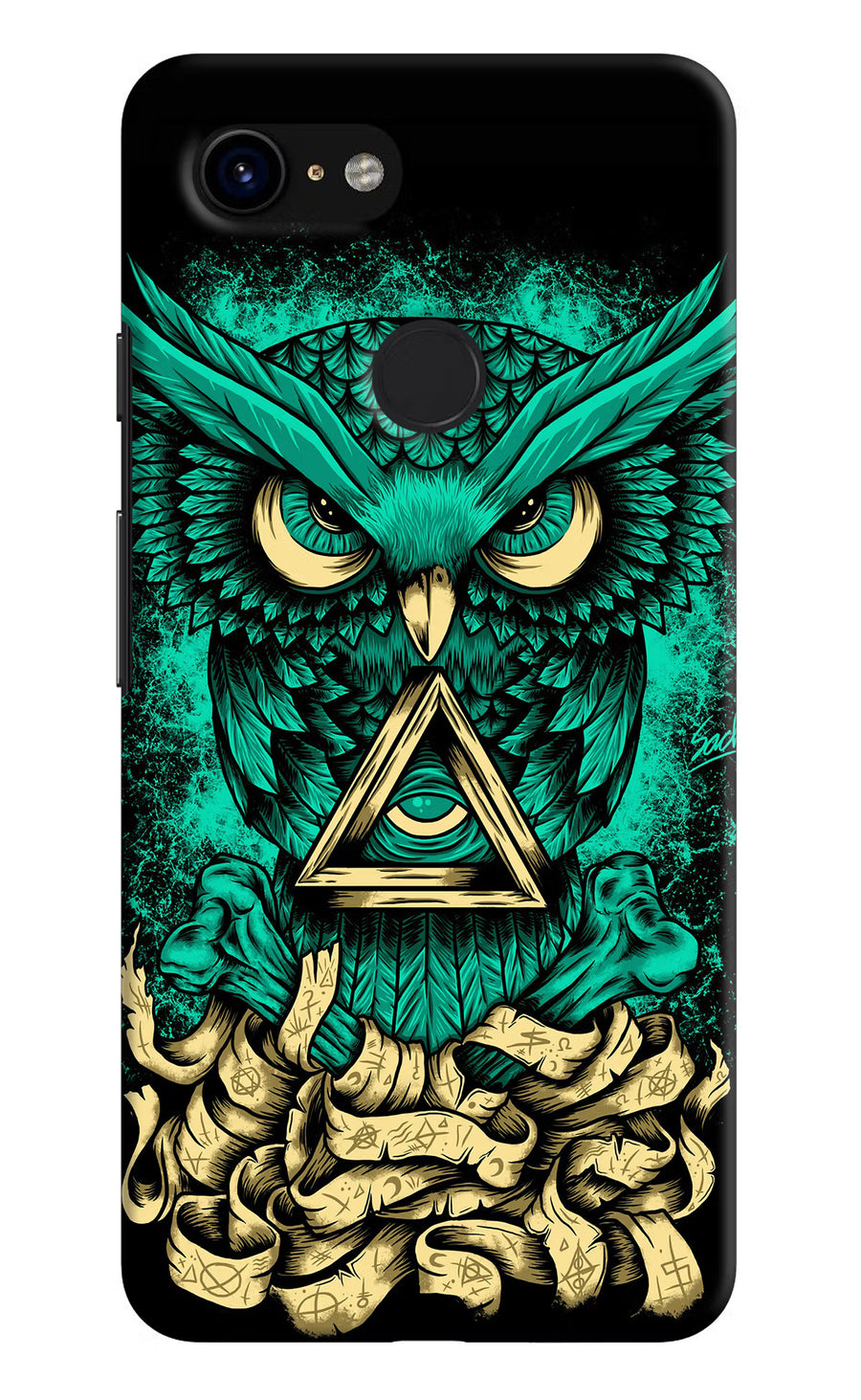 Green Owl Google Pixel 3 Back Cover, Hard case