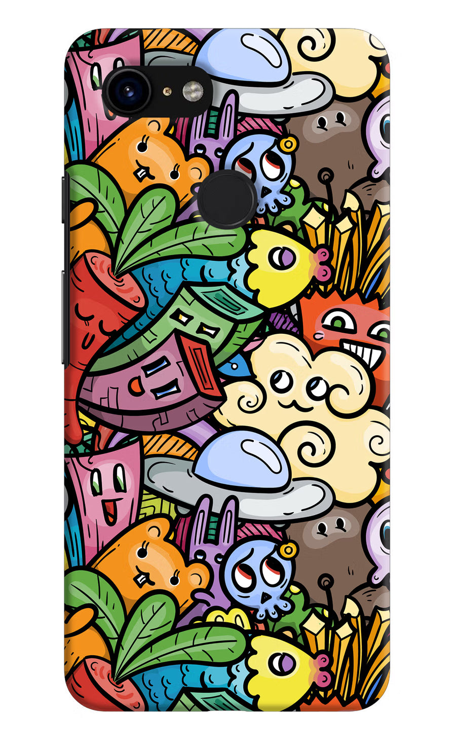 Veggie Doodle Google Pixel 3 Back Cover, Hard case
