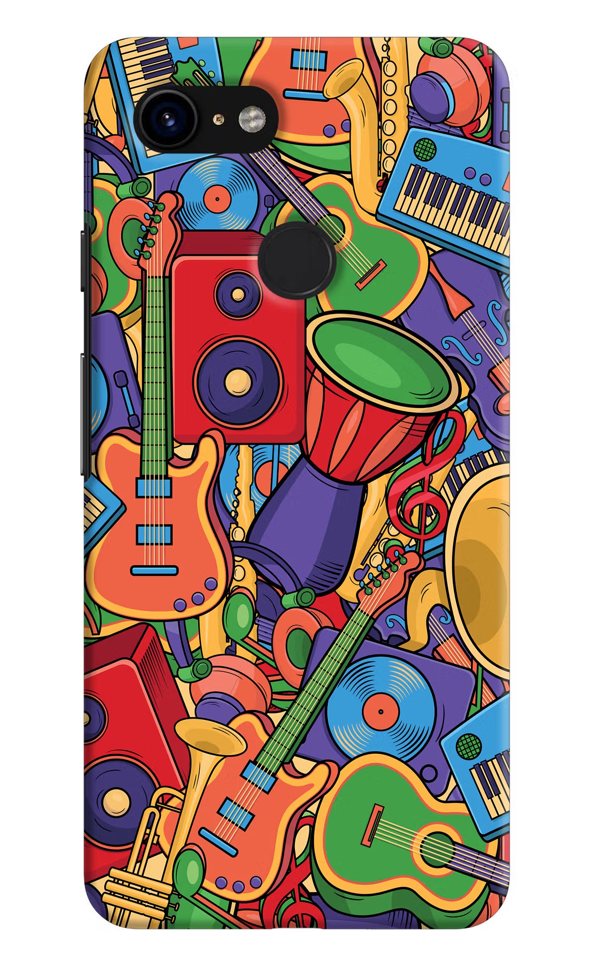 Music Instrument Doodle Google Pixel 3 Hard Case Back Cover by Casekaro