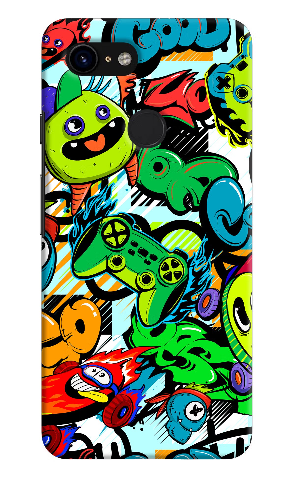 Game Doodle Google Pixel 3 Hard Case Back Cover by Casekaro
