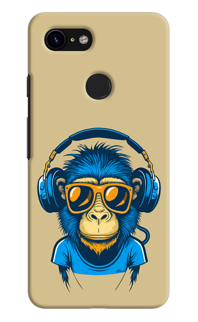 Monkey Headphone Google Pixel 3 Hard Case Back Cover by Casekaro