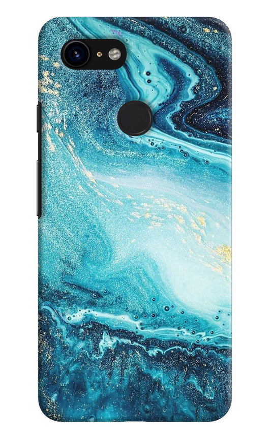 Blue Glitter Marble Google Pixel 3 Hard Case Back Cover by Casekaro