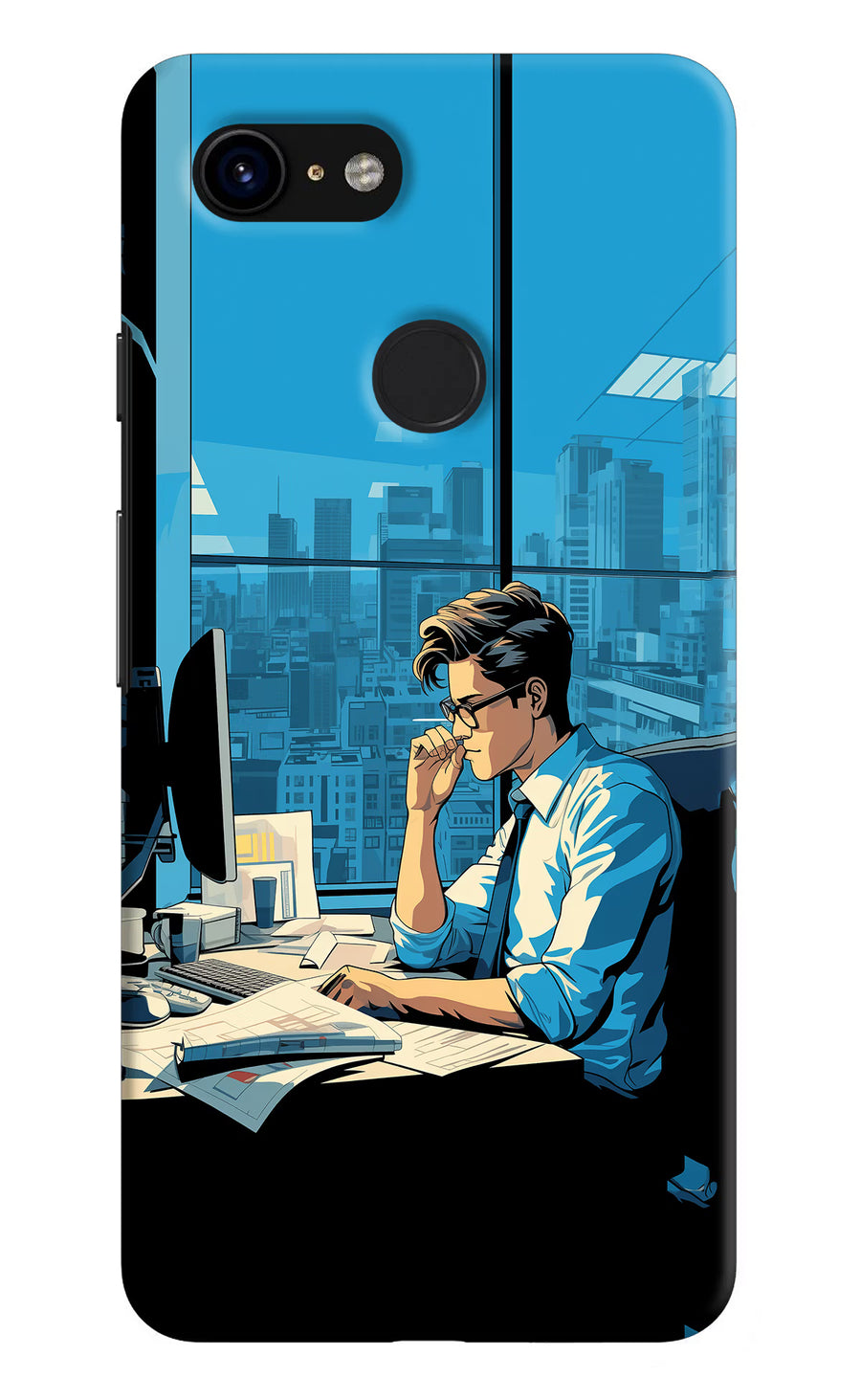 Focused Hustler (AI Generated) Google Pixel 3 Back Cover, Hard case