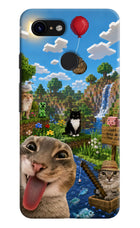 Minecraft Cat Chaos Google Pixel 3 Hard Case Back Cover by Casekaro