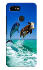 Dolphin vs Cow Google Pixel 3 Hard Case Back Cover by Casekaro