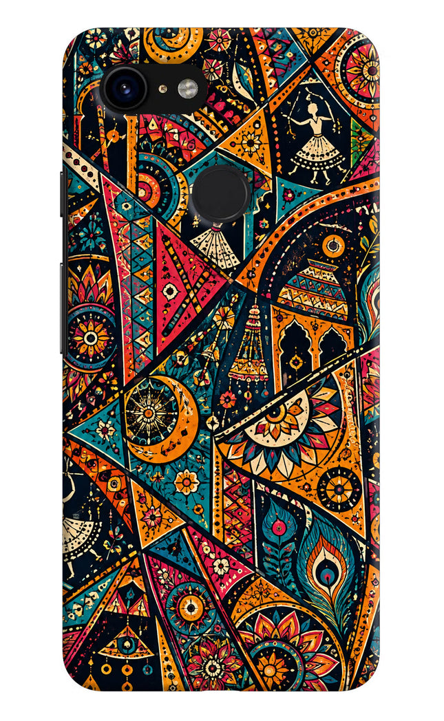 Folk Print Google Pixel 3 Hard Case Back Cover by Casekaro