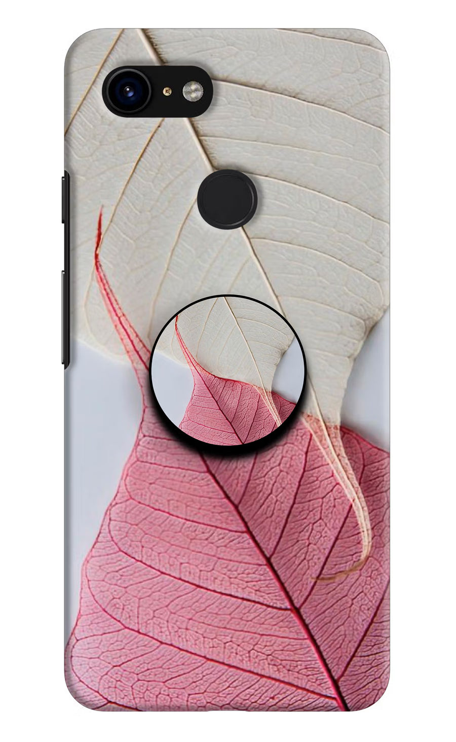 White Pink Leaf Google Pixel 3 Pop Case, Hard case