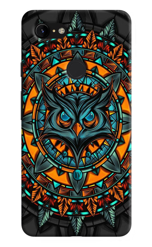 Angry Owl Art Google Pixel 3 XL Hard Case Back Cover by Casekaro