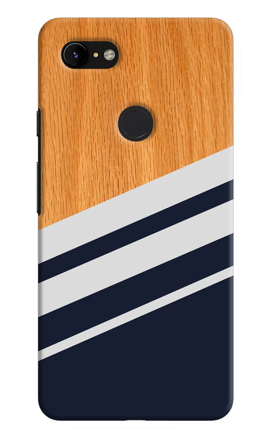 Blue and white wooden Google Pixel 3 XL Hard Case Back Cover by Casekaro