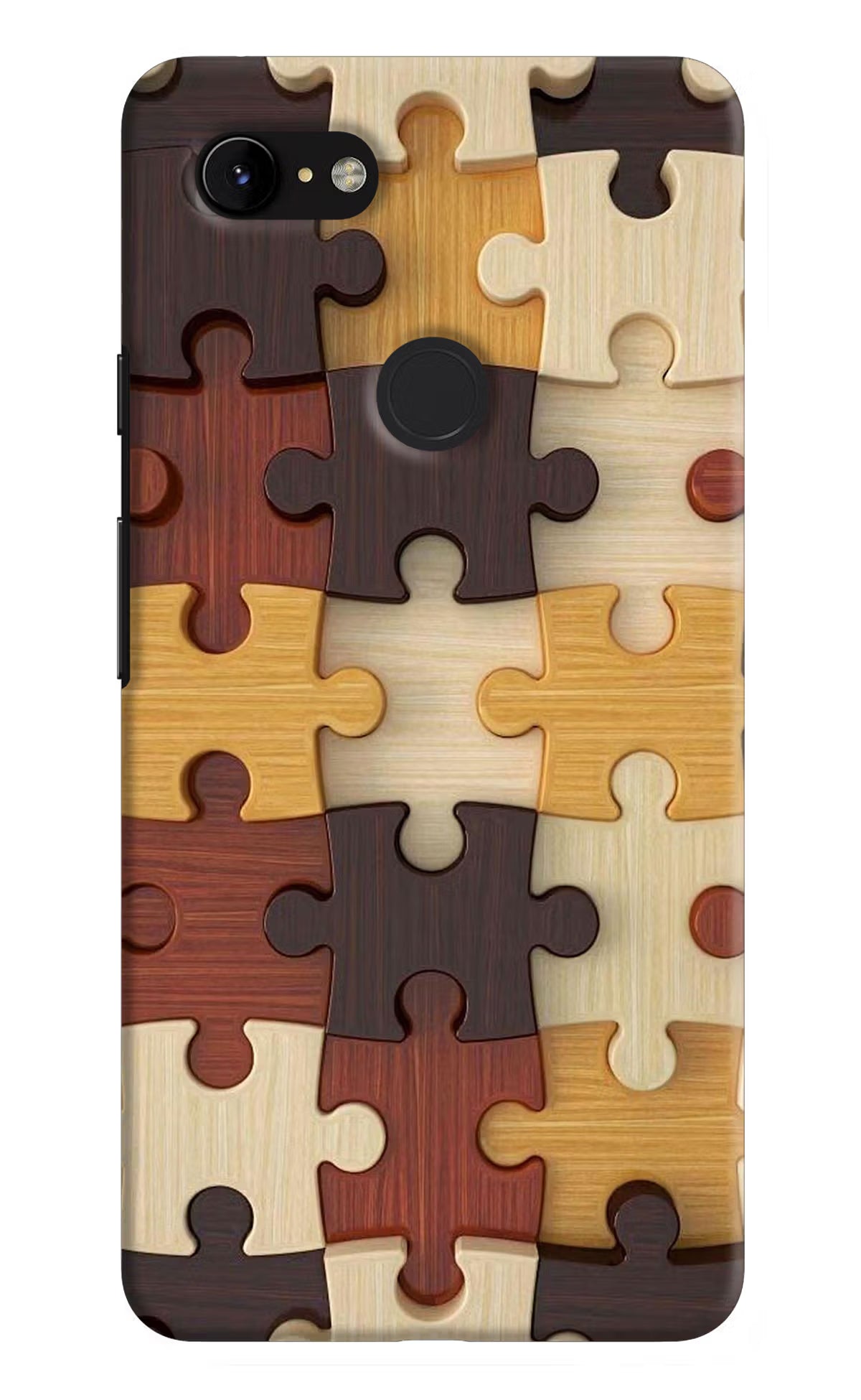Wooden Puzzle Google Pixel 3 XL Hard Case Back Cover by Casekaro