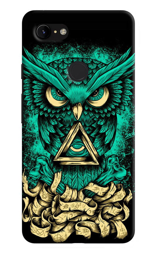 Green Owl Google Pixel 3 XL Hard Case Back Cover by Casekaro