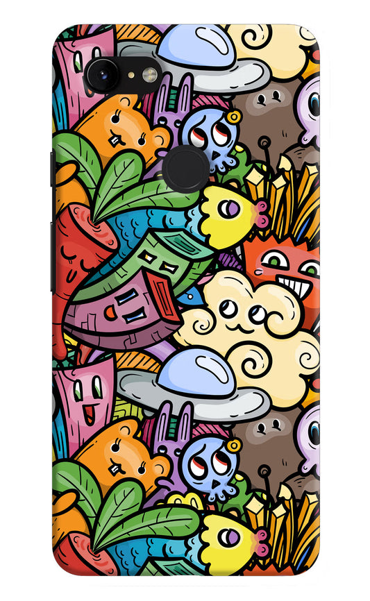 Veggie Doodle Google Pixel 3 XL Hard Case Back Cover by Casekaro