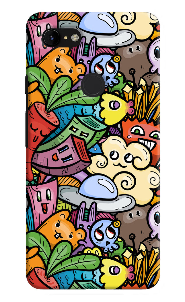 Veggie Doodle Google Pixel 3 XL Hard Case Back Cover by Casekaro