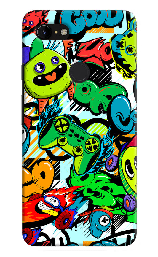 Game Doodle Google Pixel 3 XL Hard Case Back Cover by Casekaro
