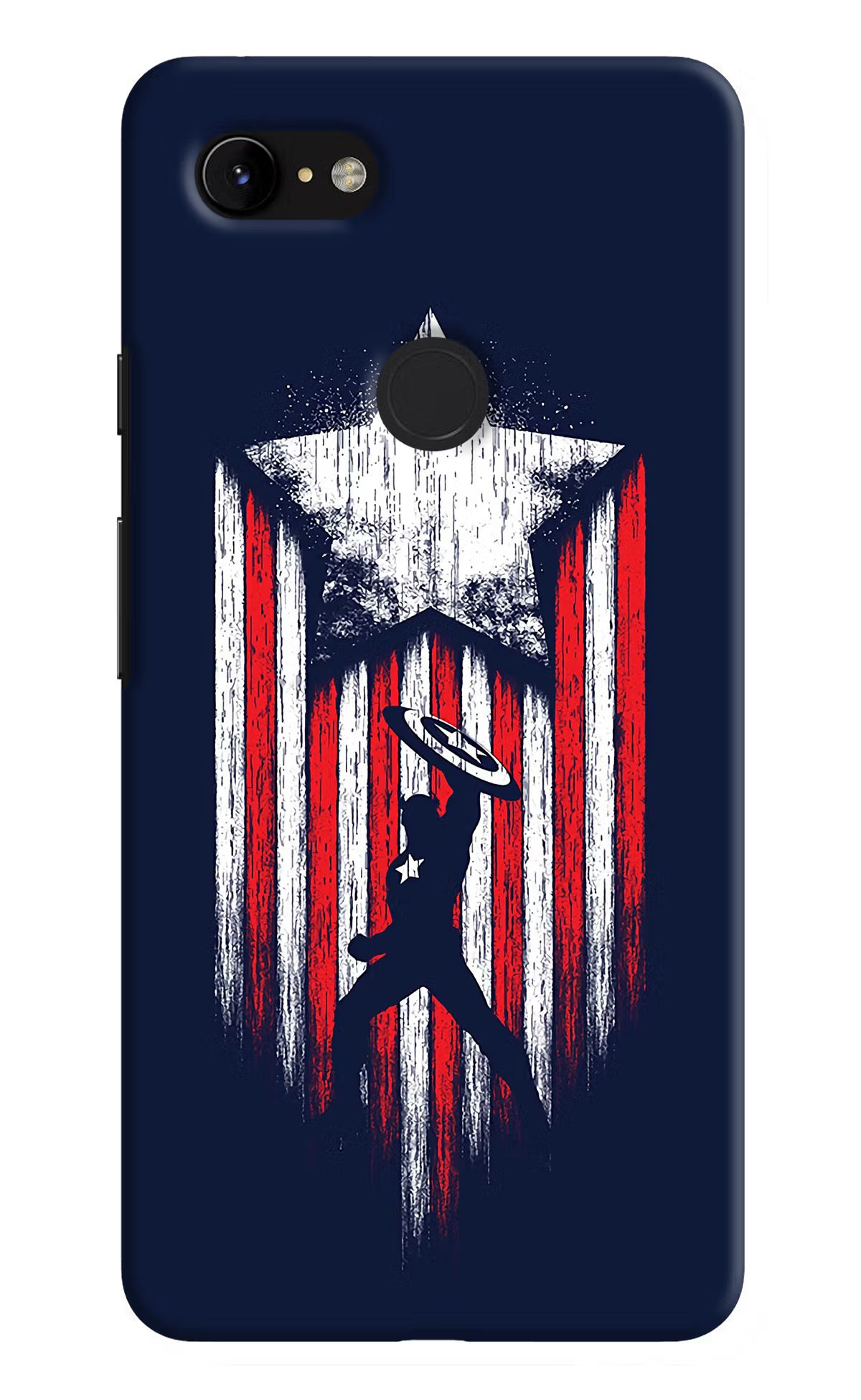 Captain America Marvel Art Google Pixel 3 XL Hard Case Back Cover by Casekaro