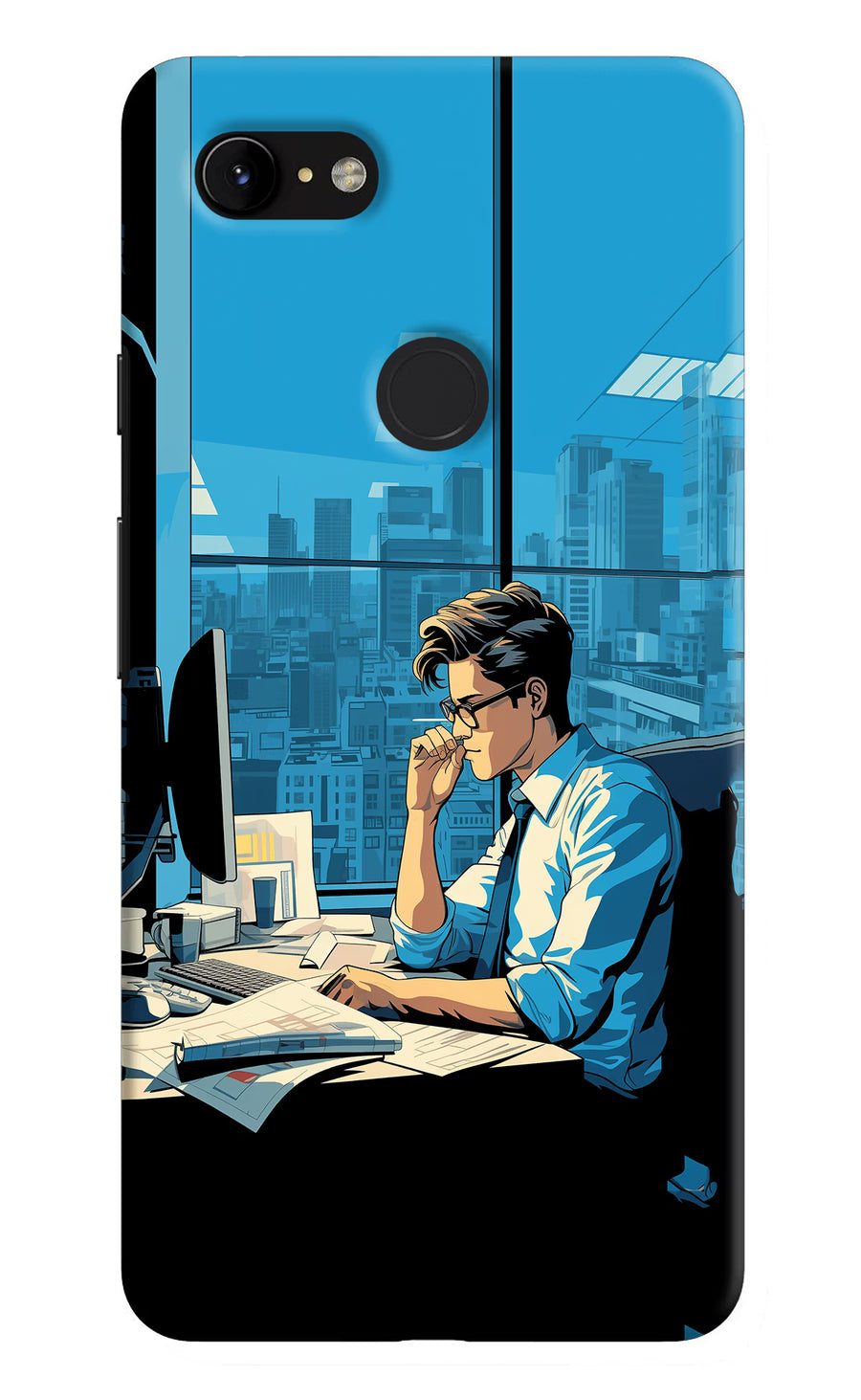 Focused Hustler (AI Generated) Google Pixel 3 XL Back Cover, Hard case