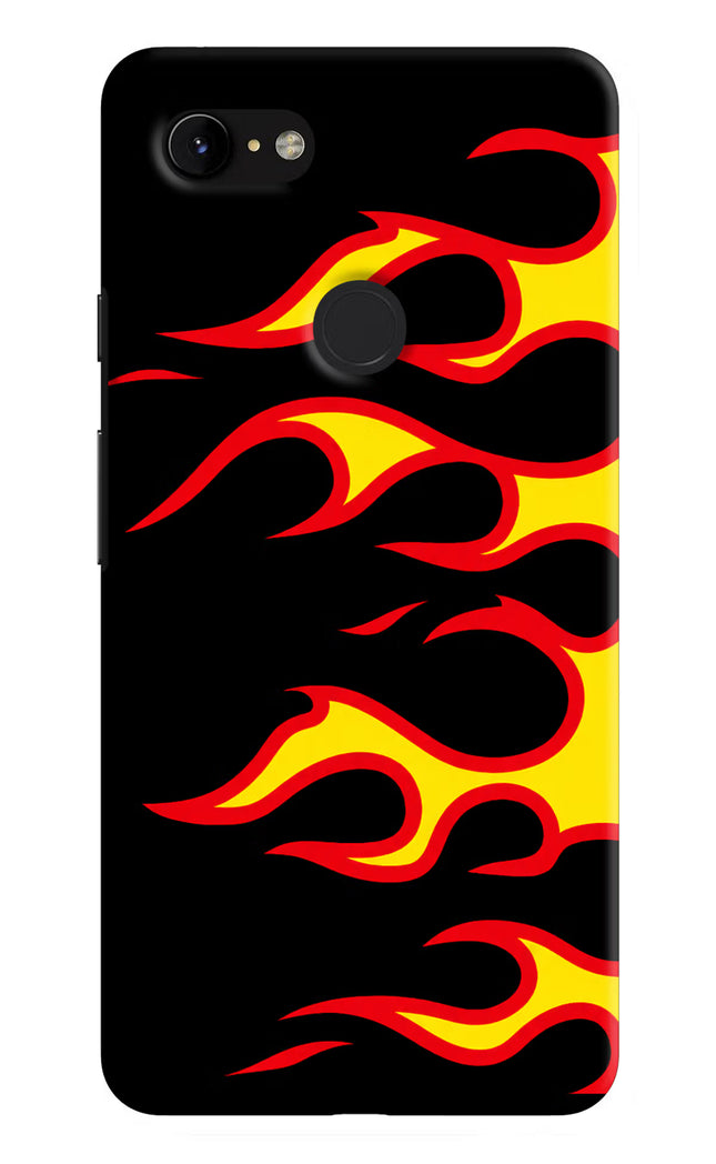 Side Sweep Flames Google Pixel 3 XL Hard Case Back Cover by Casekaro