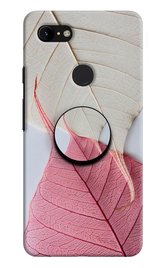 White Pink Leaf Google Pixel 3 XL Pop Case by Casekaro