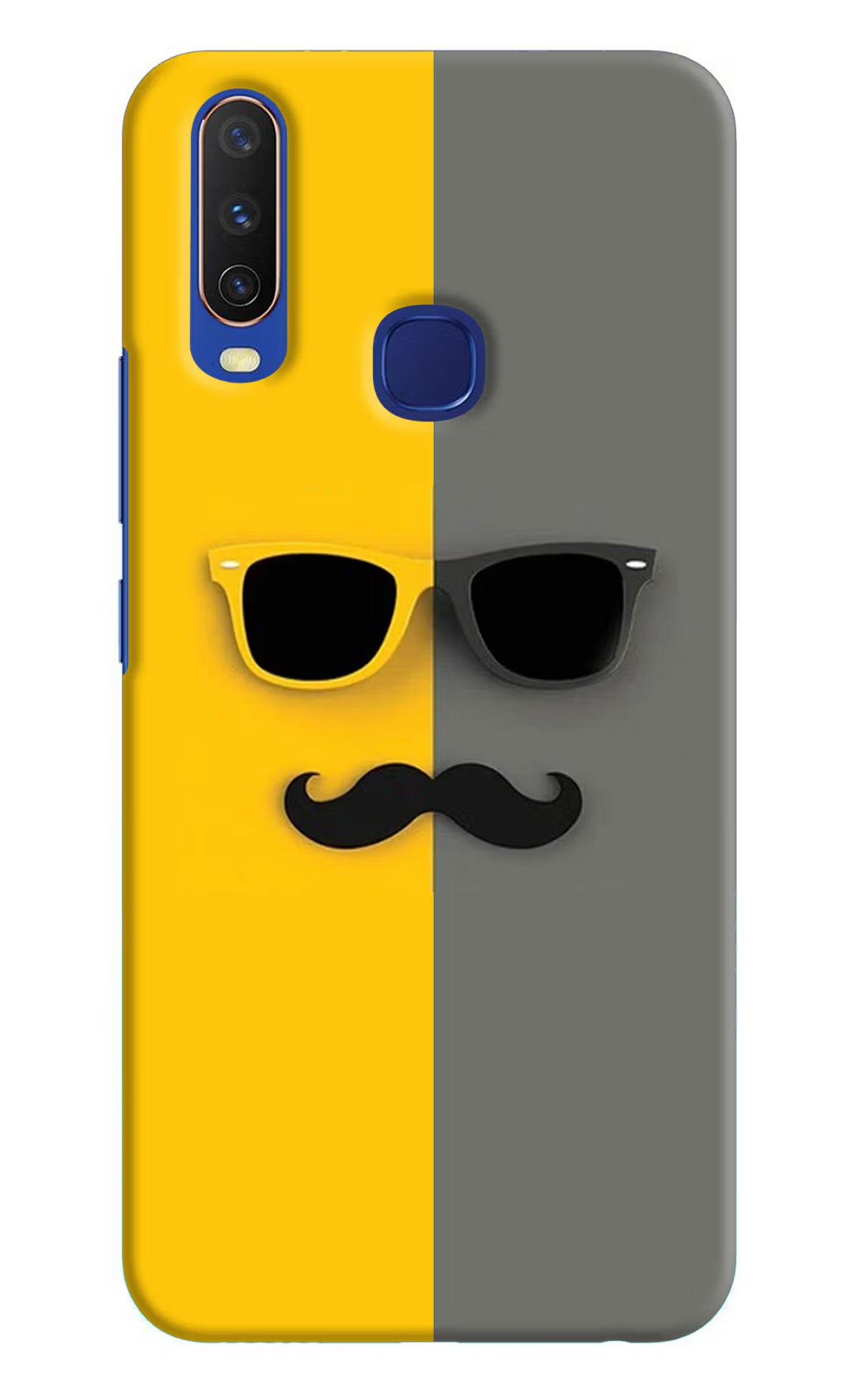 Sunglasses with Mustache Vivo Y11/Y12/U10 Hard Case Back Cover by Casekaro