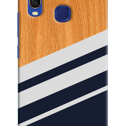 Blue and white wooden Vivo Y11/Y12/U10 Hard Case Back Cover by Casekaro