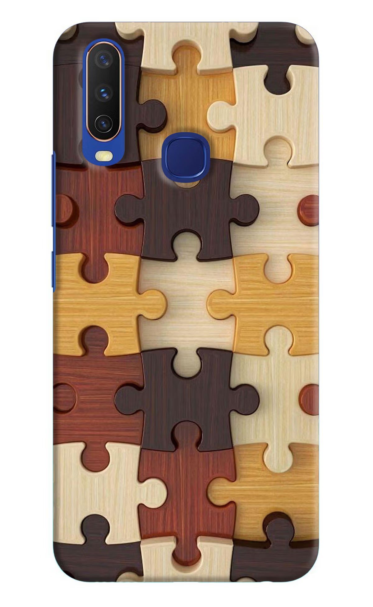Wooden Puzzle Vivo Y11/Y12/U10 Hard Case Back Cover by Casekaro