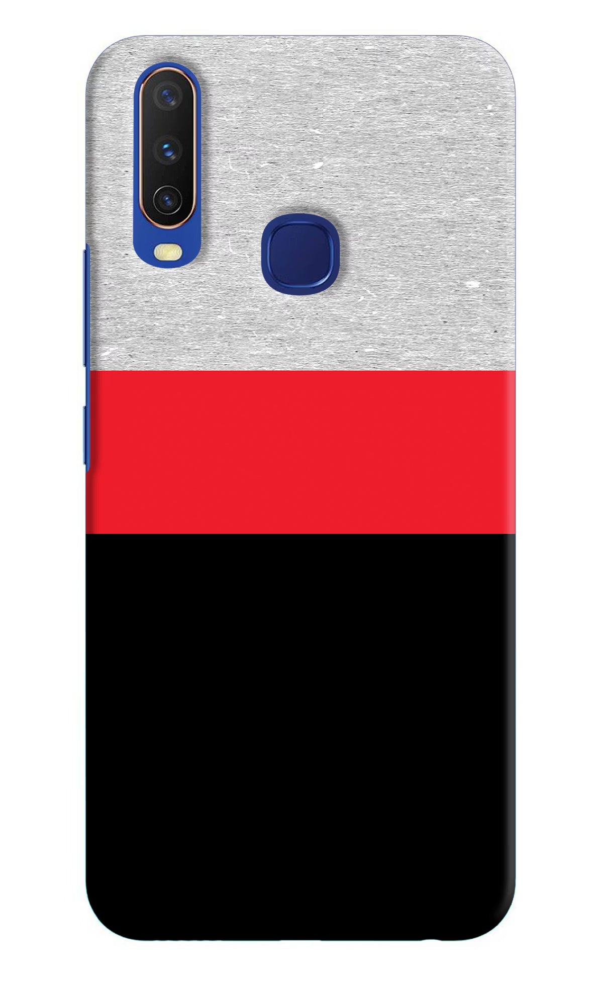 Tri Color Pattern Vivo Y11/Y12/U10 Hard Case Back Cover by Casekaro