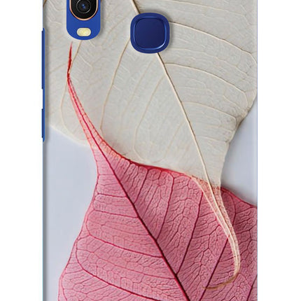 White Pink Leaf Vivo Y11/Y12/U10 Hard Case Back Cover by Casekaro