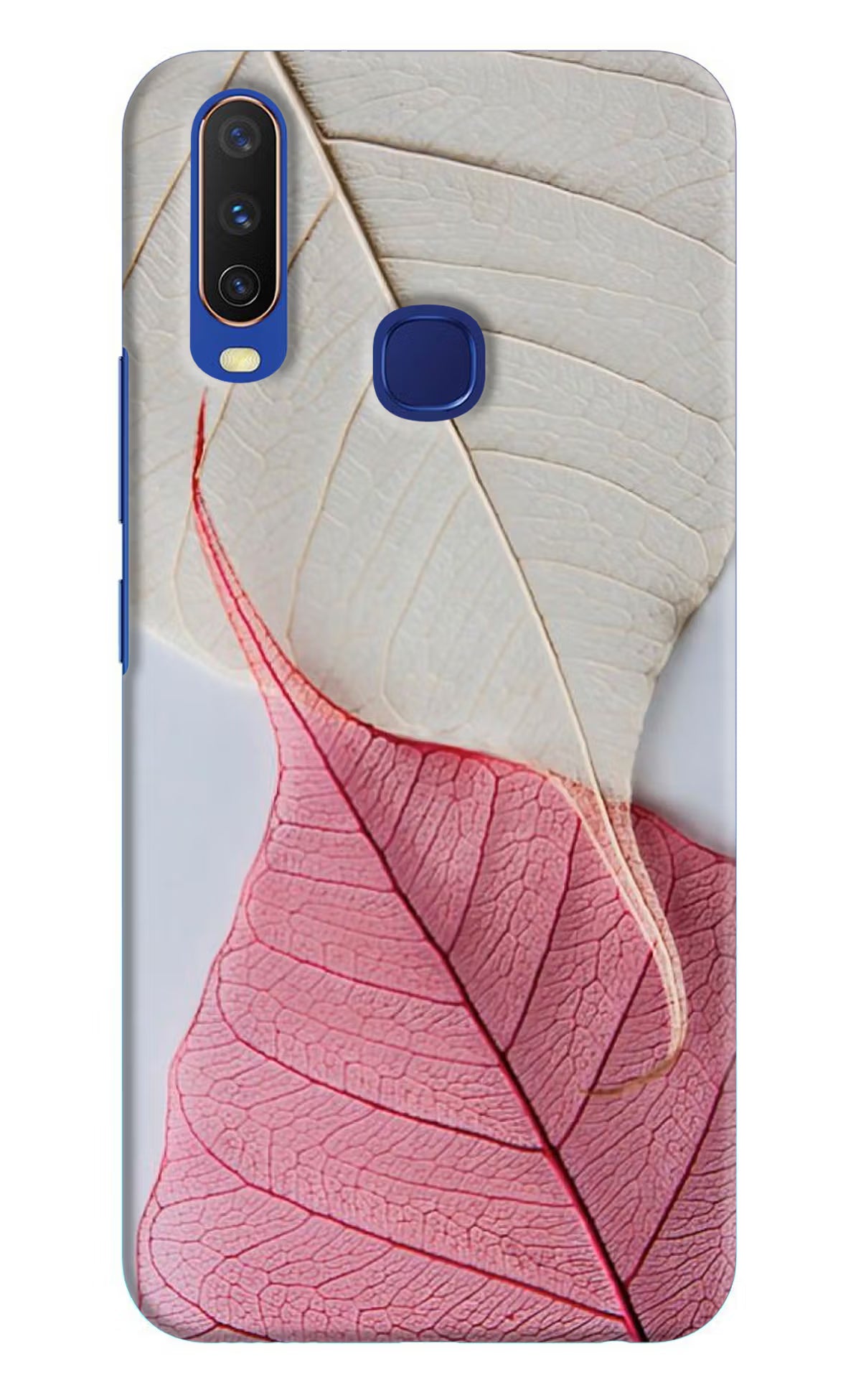 White Pink Leaf Vivo Y11/Y12/U10 Hard Case Back Cover by Casekaro