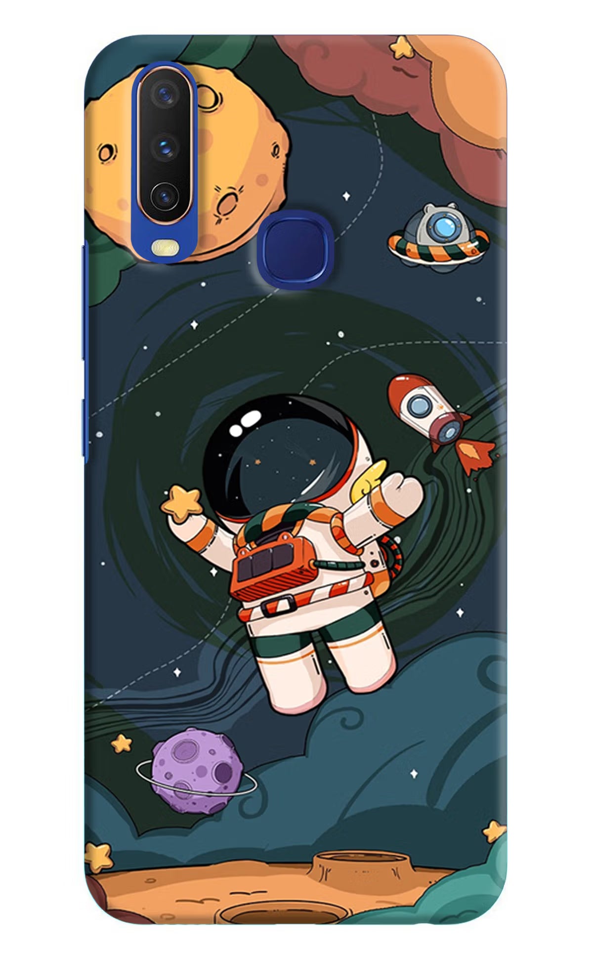 Cartoon Astronaut Vivo Y11/Y12/U10 Hard Case Back Cover by Casekaro