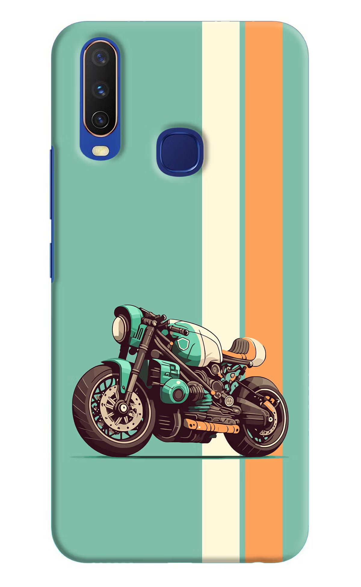 Striped Moto Drift Vivo Y11/Y12/U10 Hard Case Back Cover by Casekaro