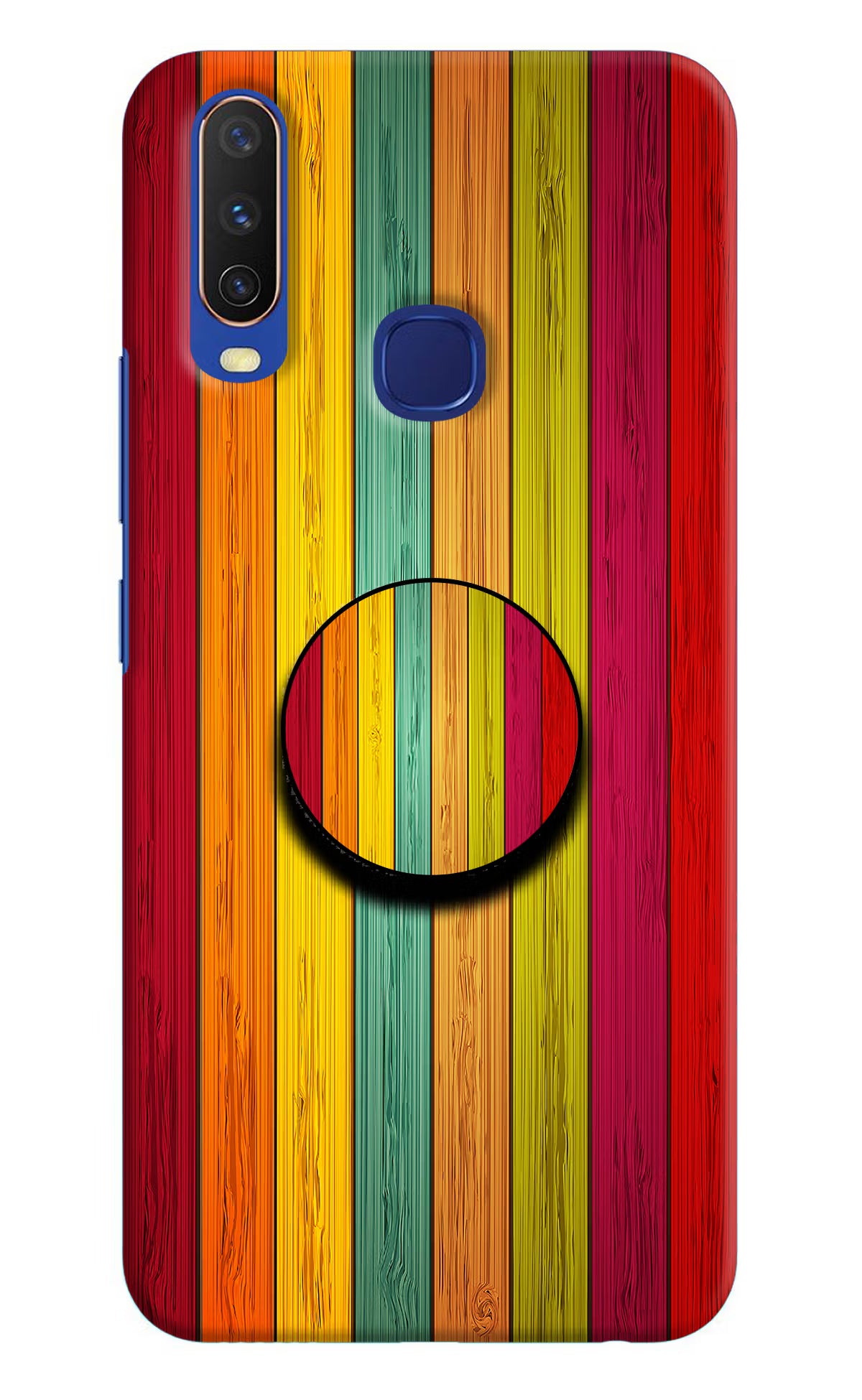 Multicolor Wooden Vivo Y11/Y12/U10 Pop Case by Casekaro