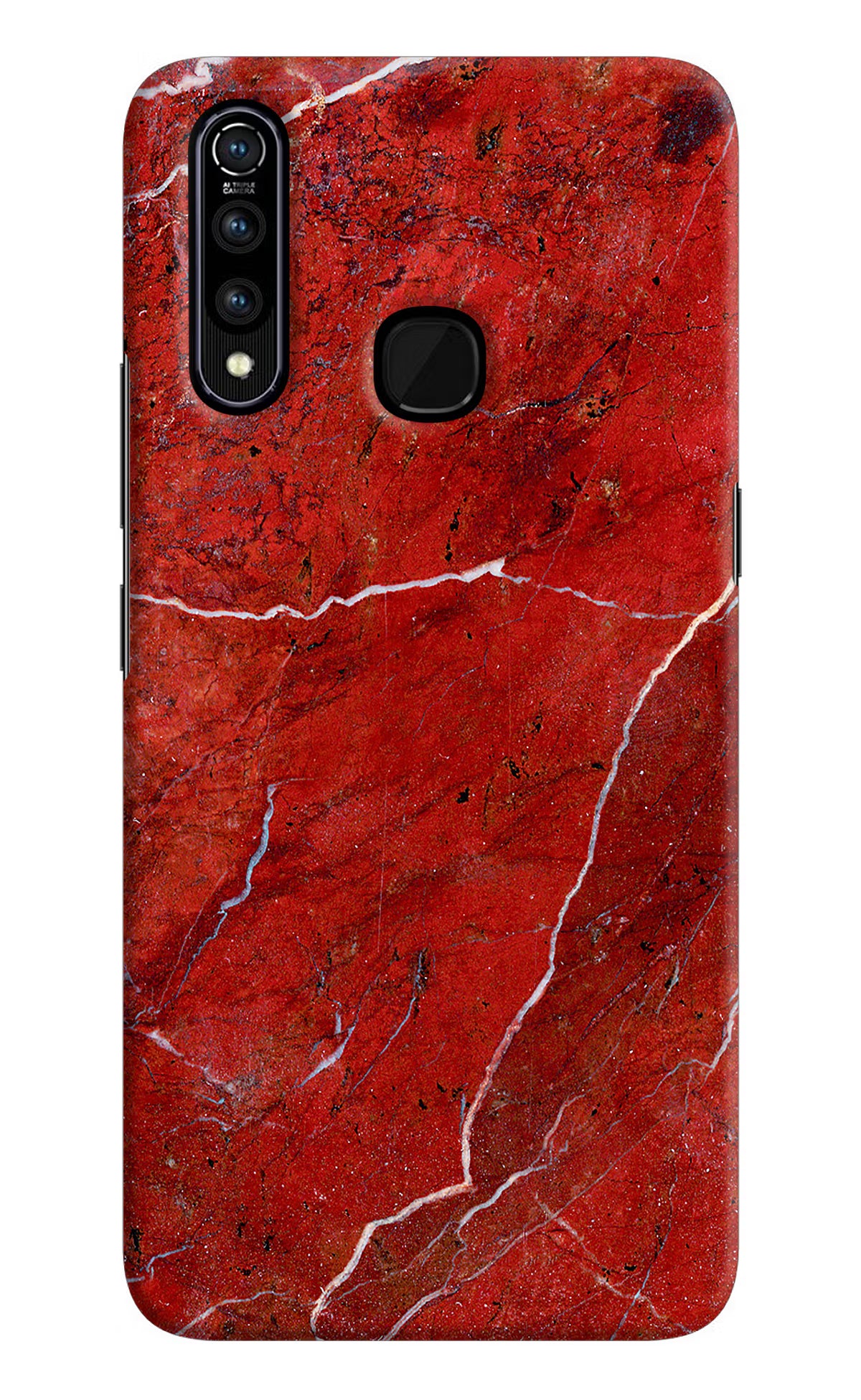 Red Marble Design Vivo Z1 Pro Hard Case Back Cover by Casekaro