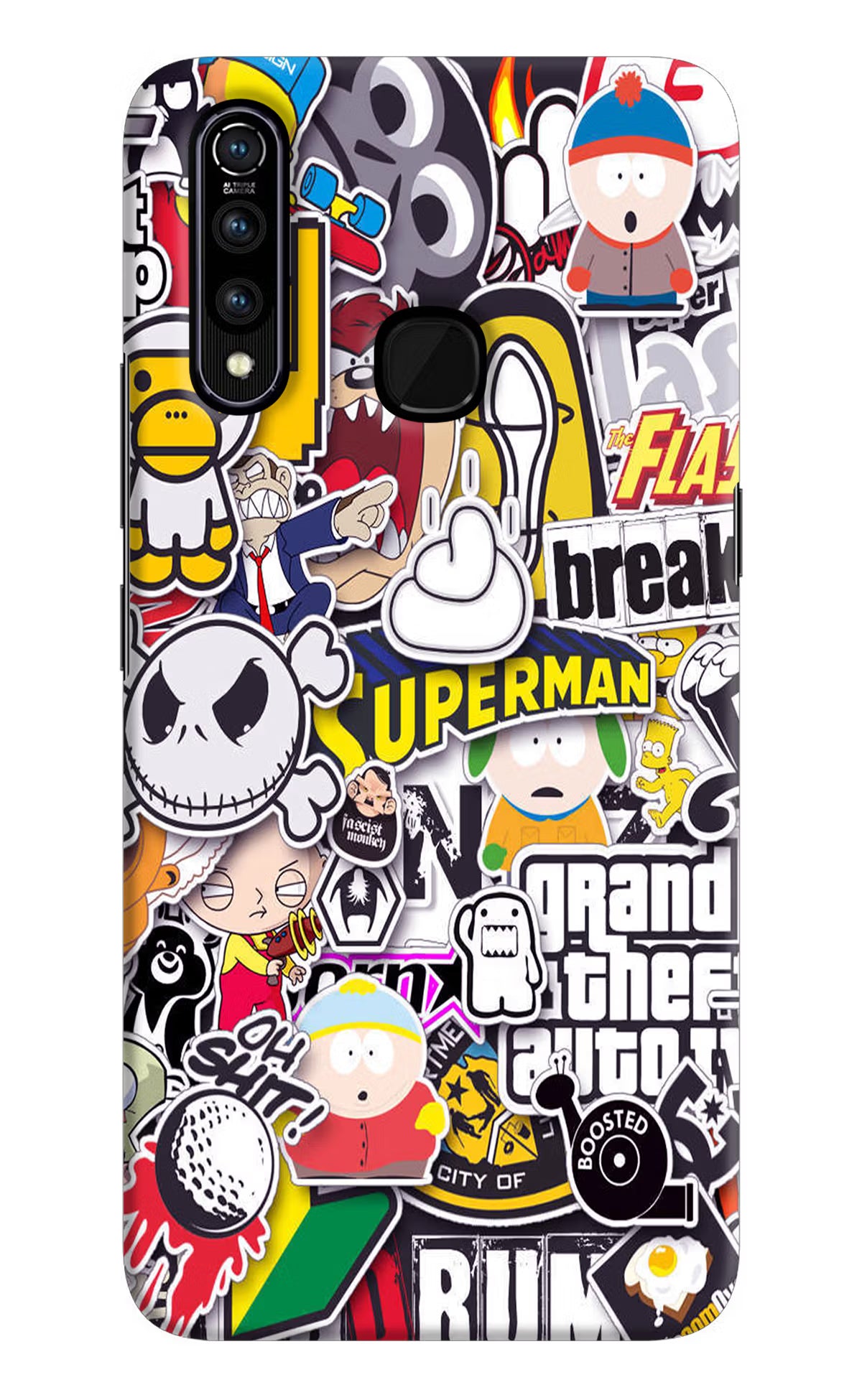 Sticker Bomb Vivo Z1 Pro Hard Case Back Cover by Casekaro