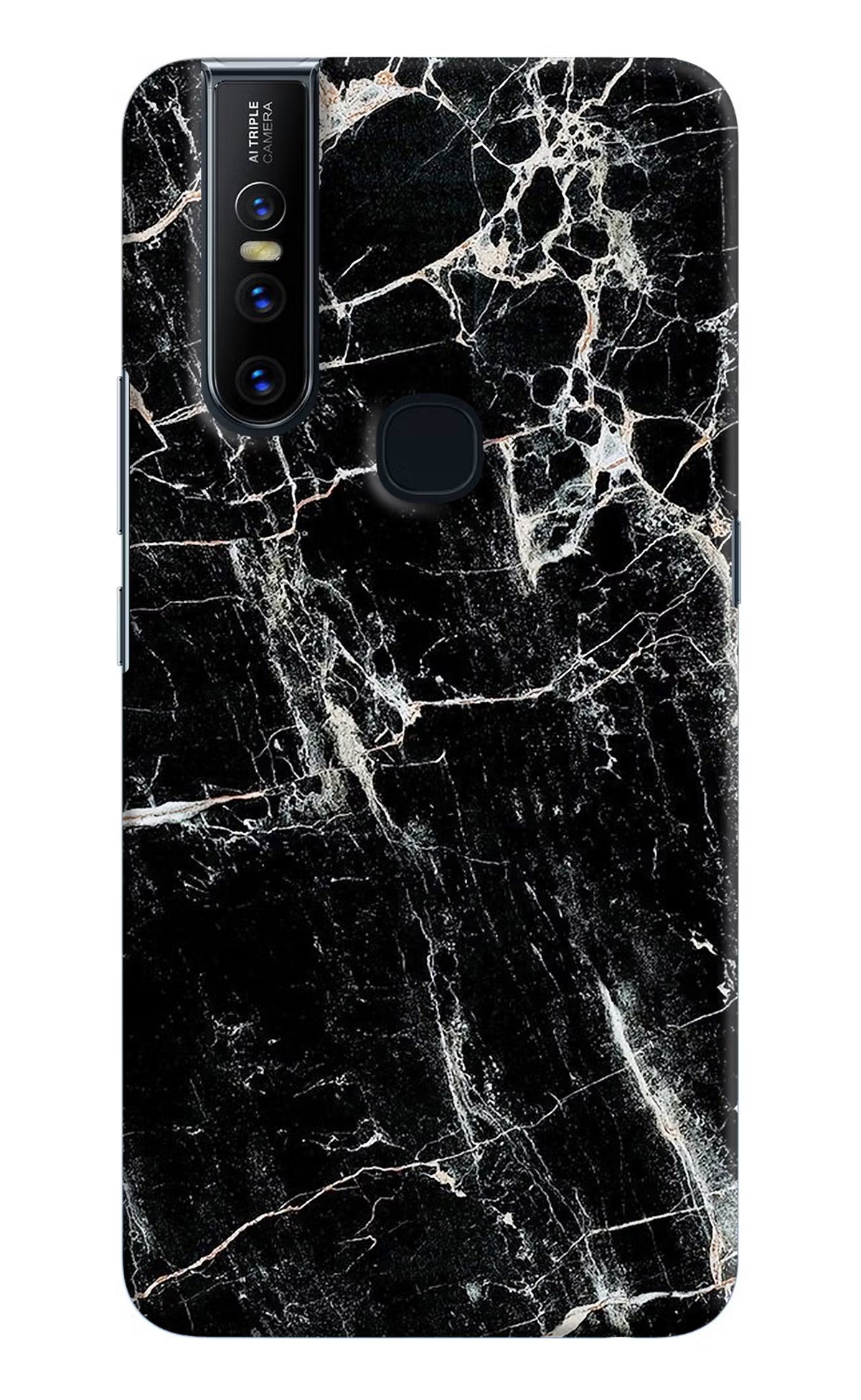 Black Marble Texture Vivo V15 Hard Case Back Cover by Casekaro