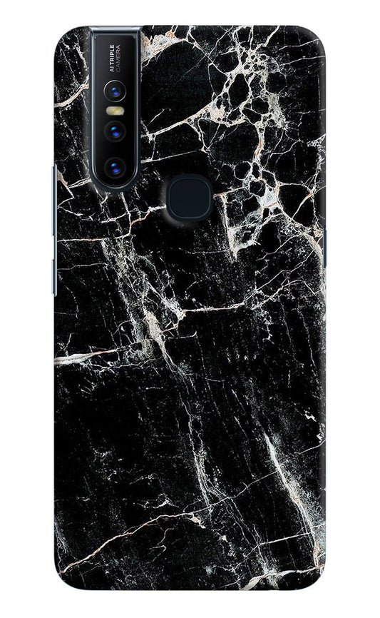 Black Marble Texture Vivo V15 Hard Case Back Cover by Casekaro