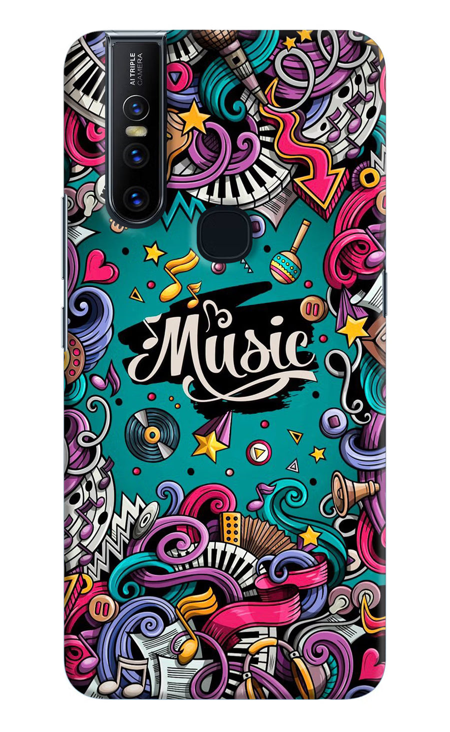 Music Graffiti Vivo V15 Back Cover, Hard case
