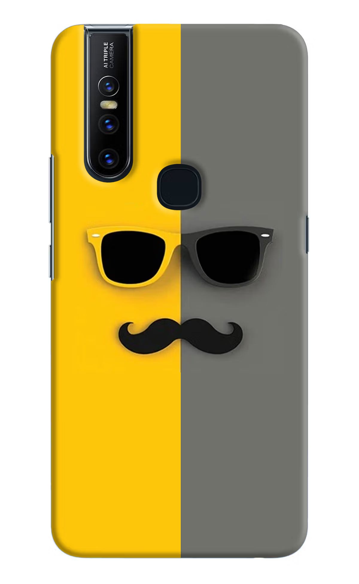 Sunglasses with Mustache Vivo V15 Hard Case Back Cover by Casekaro