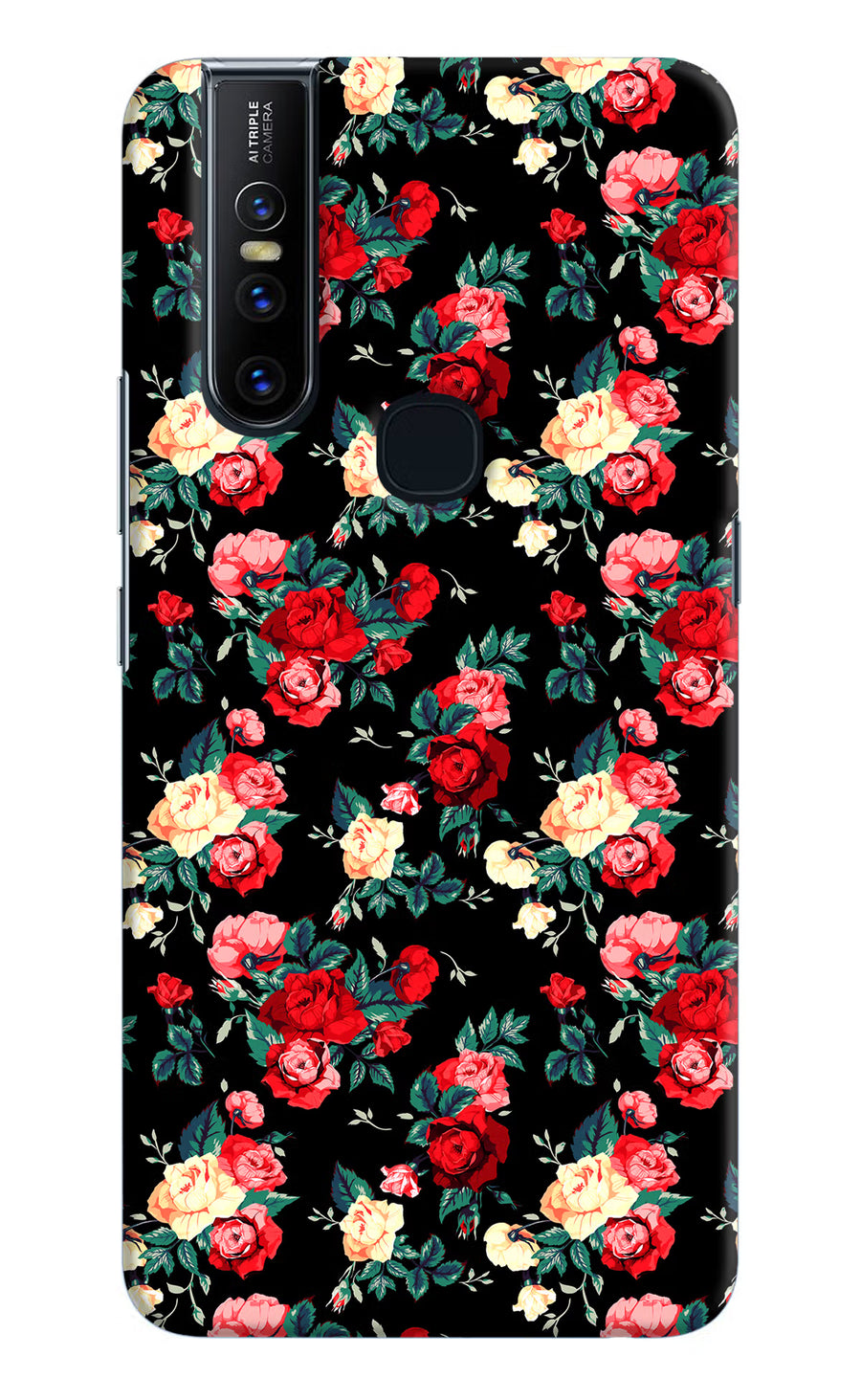 Rose Pattern Vivo V15 Back Cover, Hard case