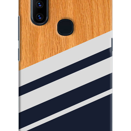 Blue and white wooden Vivo V15 Hard Case Back Cover by Casekaro
