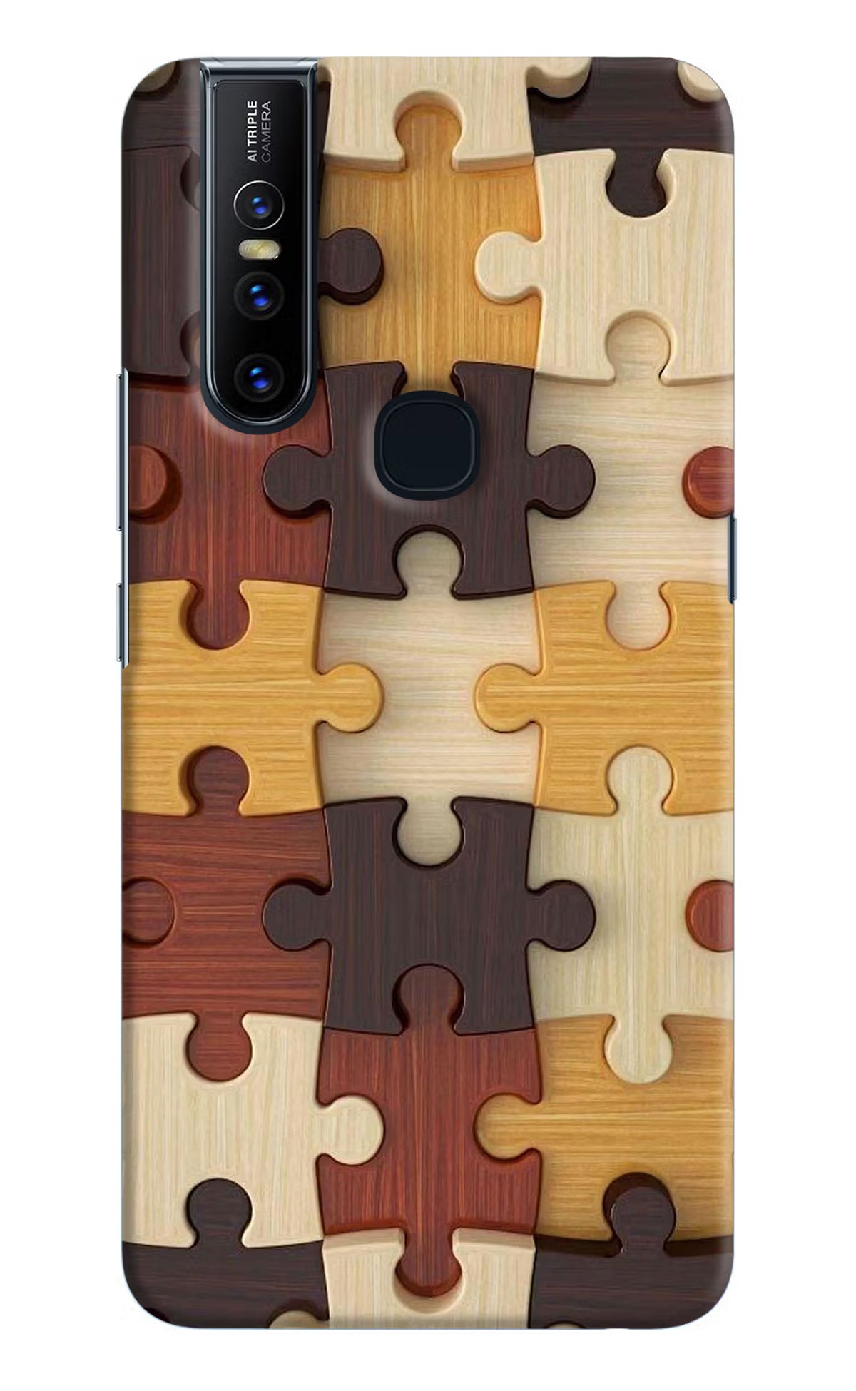 Wooden Puzzle Vivo V15 Hard Case Back Cover by Casekaro